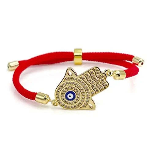 Hamsa Hand Evil Eye Kabalah Good Luck Red Cord Adjustable Protection Bracelet for Women Bat Mitzvah Jewish Israeli Best Gift for Her