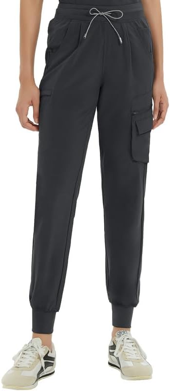 Kitmaz Medical Scrub Pants for Women — Mid Rise Jogger Pants with Yoga Waistband, 4-Way Stretch, Anti-Wrinkle & 8 Pockets