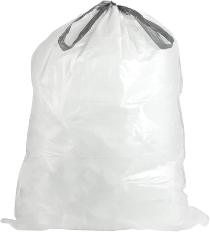 Plasticplace Custom Fit Trash Bags, Compatible with Simplehuman Code R (100 Count) White Drawstring Garbage Liners 2.6 Gallon/ 10 Liter 16.5 x 18""