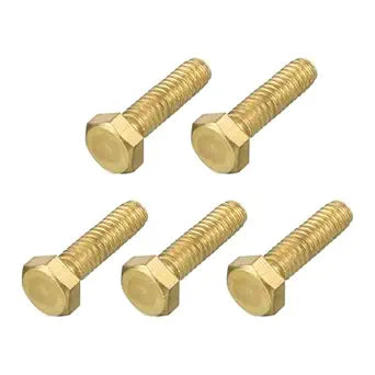 METALLIXITY Hex Head Screw Bolt (14-20x1") 5Pcs, Brass Fully Threaded Solid Brass Hex Bolts Machine Screws - for Machinery Repair