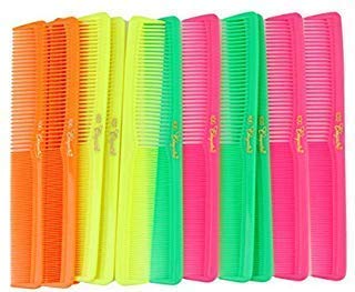 7 inch All Purpose Hair Comb. Hair Cutting Combs. BarberAos  Hairstylist Combs. Neon Mix. 12 Units.
