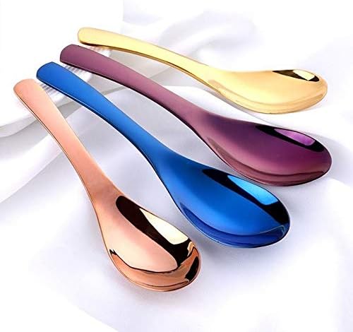 Serving Tablespoons Eco-Friendly Stainless Steel Colourful Soup Spoon,Long Handle Flatware Cutlery ,Cooking Utensil Table Spoon for Kitchen Restaurant(A)