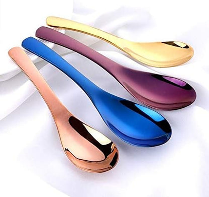 Serving Tablespoons Eco-Friendly Stainless Steel Colourful Soup Spoon,Long Handle Flatware Cutlery ,Cooking Utensil Table Spoon for Kitchen Restaurant(A)
