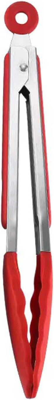 Tongs For Cooking - 7 inch Kitchen Tong with Silicone Tip, Heat Resistant Metal Food Tongs, Stainless Steel Non-Stick Kitchen Tongs for Salad, BBQ Baking, Grilling, Cooking, Dining (Red)