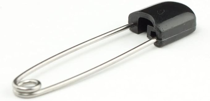 OsoCozy Cloth Diaper Nappy Pins 4 Packs - 4 Stainless Steel Safety Pins with Locking Plastic Heads. Durable, Safe and Cute 2.2 Inches Long (Black)