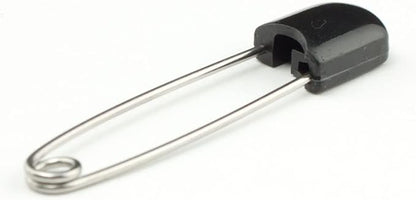 OsoCozy Cloth Diaper Nappy Pins 4 Packs - 4 Stainless Steel Safety Pins with Locking Plastic Heads. Durable, Safe and Cute 2.2 Inches Long (Black)