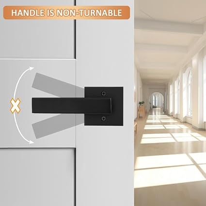 Probrico 4 Pack Black Dummy Door Levers Dummy Handles Heavy Duty Interior Levers Modern Non-Turning Door Hardware for French Door