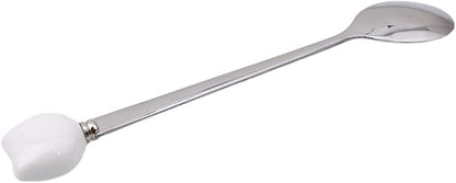 Sevenfly Stainless Steel Rice Soup Iced Tea Spoon Coffee Spoon Cold Drink Spoon Fruit Juice Long Ice Scoop,White Cat