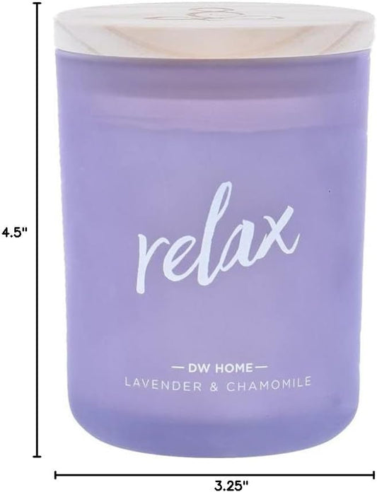 DW Home Richly Scented RelaxLavender  Chamomile Single Wick Candle with Wood lid (7.4 oz)