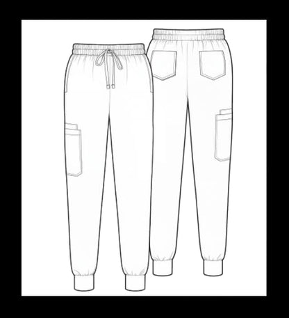 Medical Scrub Pants for Women, Jogger Pants with 6 Pockets, Soft Womens Scrubs Pant Drawstring Mid-Rise Cargo Pants