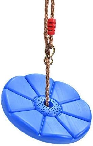 Sutekus Daisy Disc Tree Swing Seat with Rope Plastic Monkey Swing Playset for Backyard Outdoor (Blue)