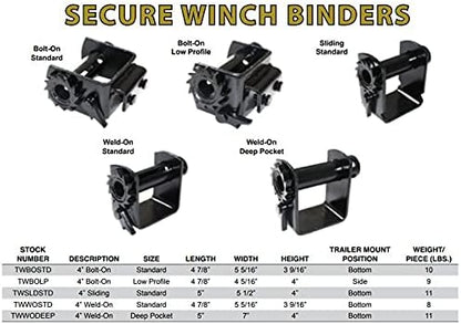 4" Standard Sliding Portable Winch for Tie Down | Truck and Trailer Utility | 5,000 LBS (Heavy Duty)