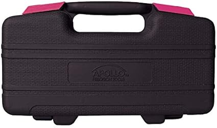 Apollo Tools Original 39 Piece General Household Tool Set in Toolbox Storage Case with Essential Hand Tools for Everyday Home Repairs, DIY and Crafts - Pink Ribbon - Pink - DT9706P