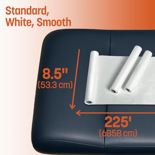 Caring Headrest Exam Table Paper, Smooth, 8.5" x 225", 12 Rolls/Case, Disposable Medical Table Paper for Chiropractors, Massage Therapists & Physical Therapy Offices, Hygienic Surface Protection