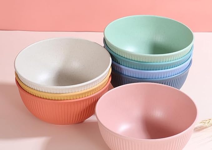 Wheat Straw Bowl Unbreakable Wheat Straw Cereal Bowls For Serving Soup Oatmeal,Ramen,Salad Microwave & Dishwasher Safe Soup And Salad Wheat Straw Cereal Bowls Bowls For Kitchen Cereal (pink)