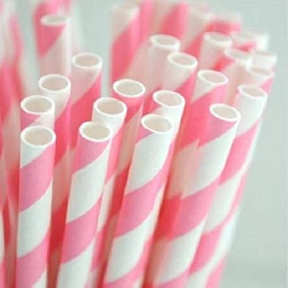 Bakell 24 PC Light Pink and White Striped Cake Pop or Party Drinking Straws - Baking, Caking and Craft Tools