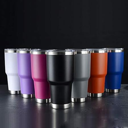 30 oz Stainless Steel Tumbler, Double Wall Insulated Travel Mug with Lid (White)