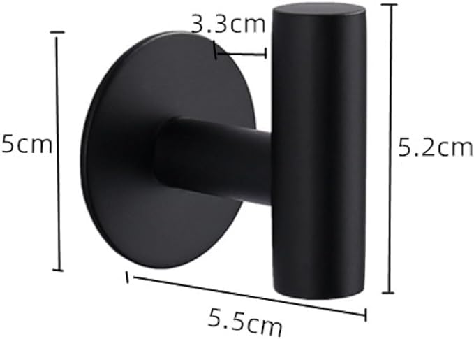 NevStp Wall Hook Stainless Steel Clothes Hanging Hooks Matte Black Adhesive Key Robe Hanger Towel Holder for Bathroom Kitchen, Glue Black