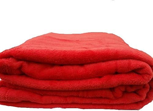 Empire Coral Fleece Super Soft Solid Throw Blankets (Full, Bright Red)