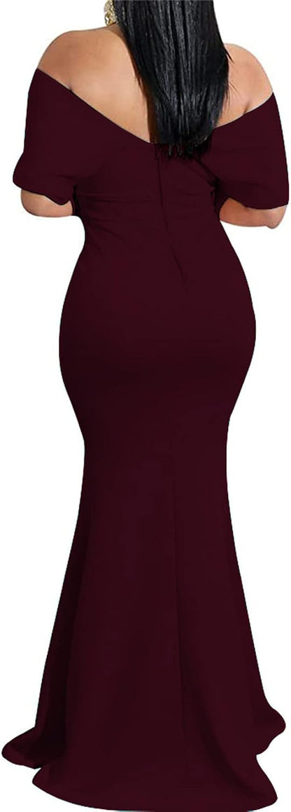 Formal Dresses for Women Evening Party Elelgant Mermaid Cocktail Floor Length Prom Long Dress with Zipper