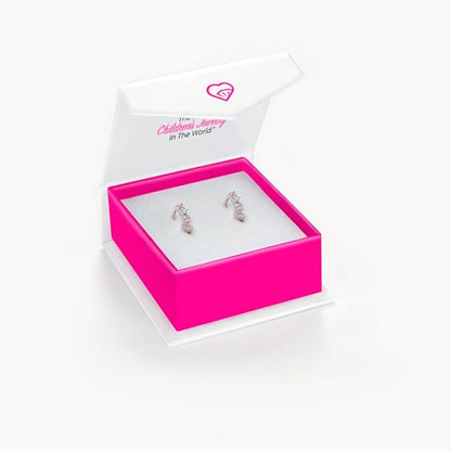 925 Sterling Silver Shining Cubic Zirconia Heart Huggie Hoop Earrings for Toddlers  Little Girls - Beautiful Heart Themed Jewelry Gift - Fashionable Earrings