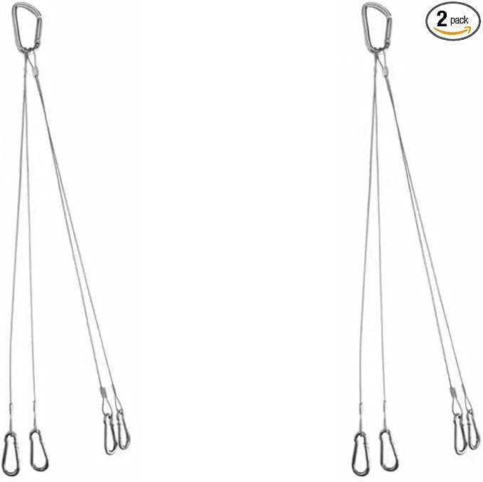 2 Pack, 12 Inch Hanging Chains with Hooks for Grow Lights Chain Adjustable, Hanging Chain with 3 Hooks Flower Pot Chain Replacement Plant Hangers for Bird Feeders