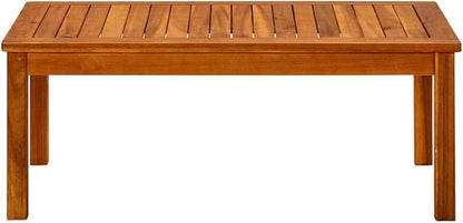 vidaXL Coffee Table Outdoor Side Table - Solid Acacia Wood, Weather Resistant, for Front PorchDeck, 35.4" x 19.7" x 14.2"