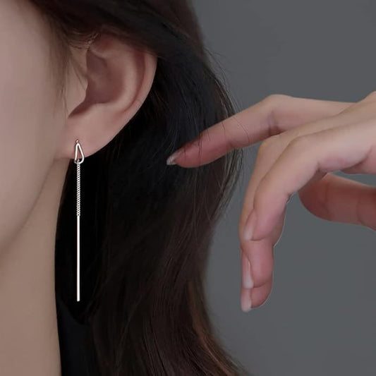 SLUYNZ 925 Sterling Silver Chain Threader Earrings Dangle for Women Teens Long Dangle Earrings Line Earrings Tassel