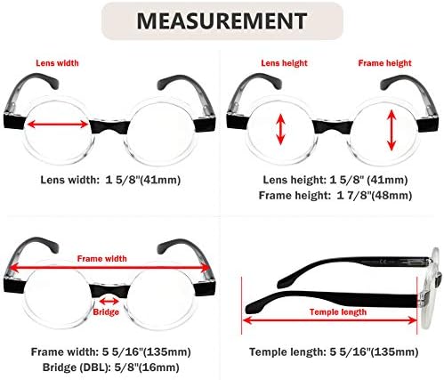 Eyekepper Round Reading Glasses Women Oprah Style Readers - Black 2.50