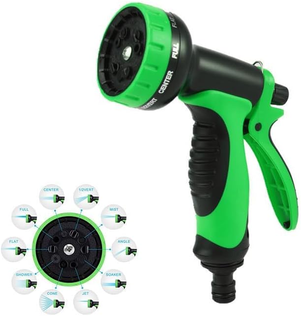 MQUAD Ultimate Expandable Garden Hose - Heavy Duty, Tangle-Free, Flexible with 10-Pattern Spray Nozzle, Solid Brass Connectors, 4-Layer Latex Core, Storage Bag, and Holder (Black/Green, 50FT)