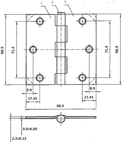 Richelieu 821FBB Onward Full Mortise Butt Hinge for Interior Door, Square Corner, 3 12-inch (89 mm), Black Finish, 2 Pack