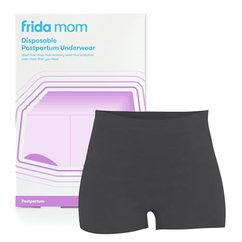 Frida Mom 8pc Postpartum Underwear, Disposable Boyshort Panties, Seamless, Stretch Support, New Mom Essentials, Size Regular (28in-42in) Color: Light Gray