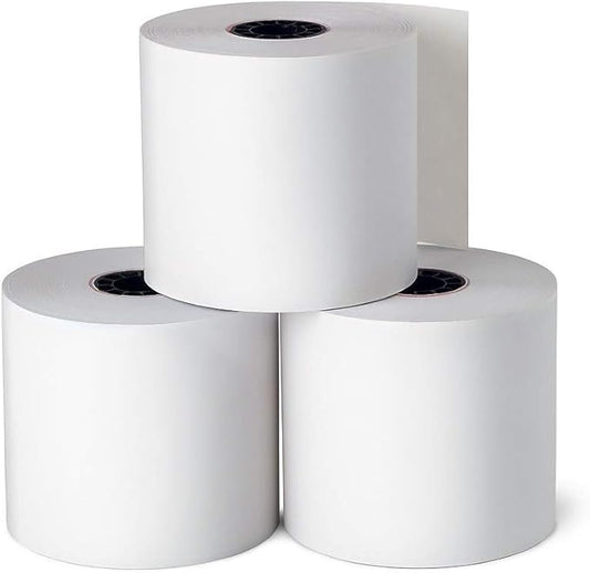 1InTheOffice Adding Machine/Calculator Roll, 16 lb, 1/2" Core, 2-1/4" x 150 ft, White (3)