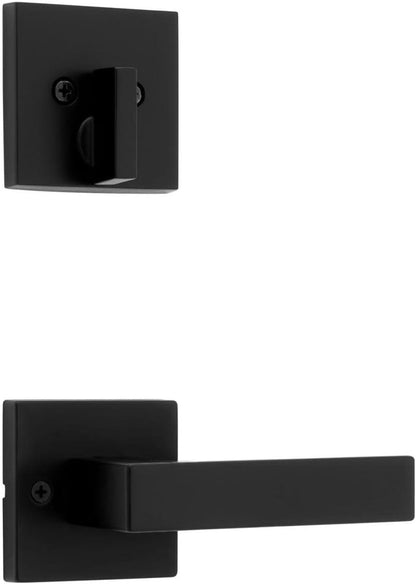 Kwikset 966SAL SQT-514 Kwikset 971SALSQT Singapore Lever Single Cylinder Interior Pack with Square Rose for Handlesets (Matte Black)