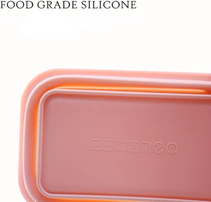 4 Pack Collapsible Silicone Food Containers Storage Lunch Bento Box with Lid BPA Free for Camping, Hiking (Pink, 4PC)