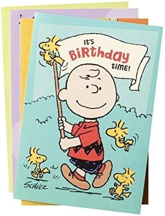 Birthday Peanuts - 4 Design Assortment with Scripture - 12 Birthday Boxed Cards & Envelopes