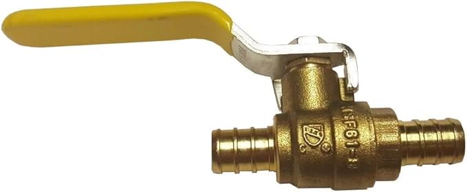 1 Pc. 12' Pex Ball Valve, Full Port, Yellow Handle