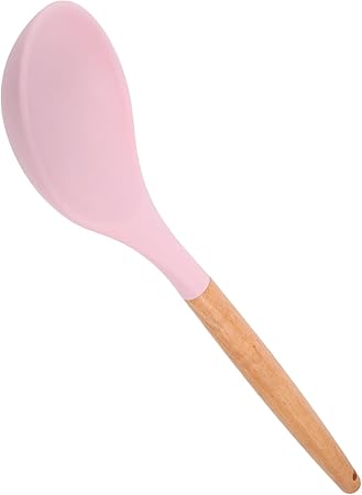 Zerodeko Beech Handle Silicone Spoon Kitchen Utensils for Cooking Nonstick Heat Resistant for Kitchen Needs