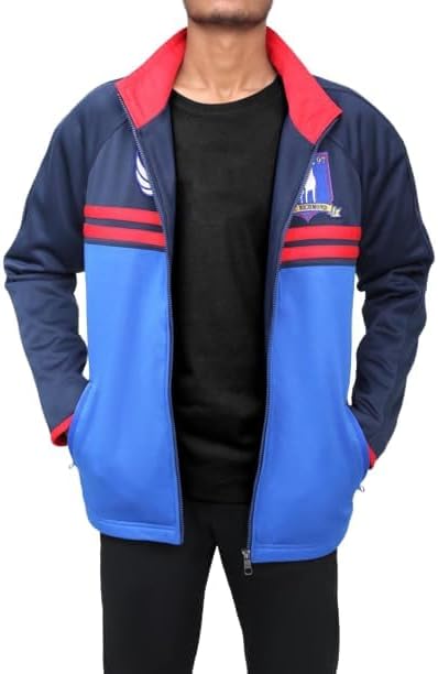 Mens Track Lightweight Football Coach Track Blue Polyester Jacket