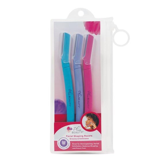 P'lum Beauty Facial Shaping Razors, Facial Dermaplaning Tools, Skin Safe, Hair Removal for Eyes & Face, 3ct.