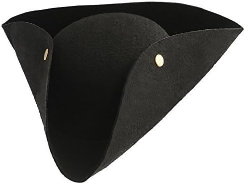 Kangaroo Pirate Hat Men Adult - Black Felt Tricorn Costume Hat for Women and Men - Musketeer Style Hat For Hallowen Cosplay Dressup Apparel