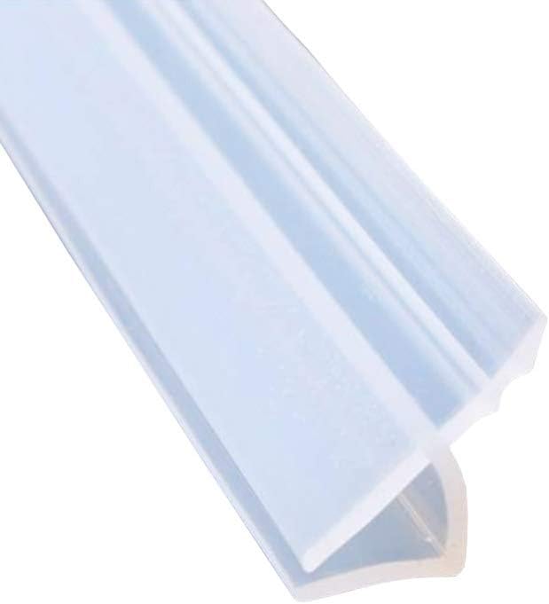 Bath Door Seal Strip Shower Screen Balcony Window Gap Seal Curved Flat Rubber Glass Bottom Frameless Weather 6mm 78" H Shape for 0-20mm Gap