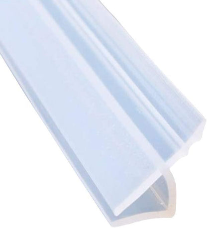 Bath Door Seal Strip Shower Screen Balcony Window Gap Seal Curved Flat Rubber Glass Bottom Frameless Weather 6mm 78" H Shape for 0-20mm Gap