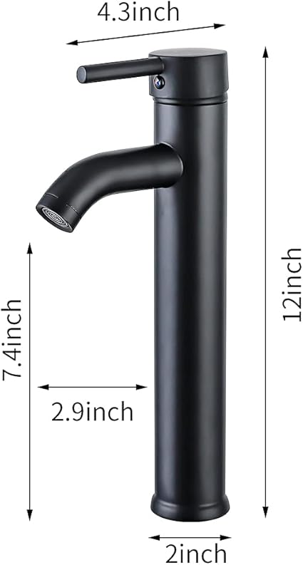 Black Bathroom Sink Faucet Single Handle High Barrel Sink Faucet One Hole Wash Basin Bathroom Faucet Brass High Matte Black Basin FaucetNICTIE
