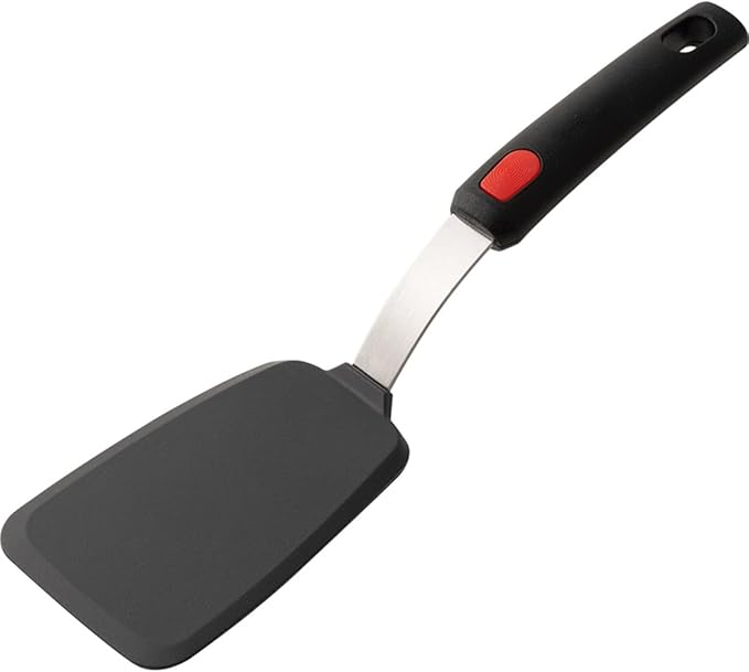 1-Piece Large Solid Spatula Stainless Steel Handle Silicone Cooking Flipper Frying Spatula Household Iron Plate Cooking Turner Flexible Kitchen Utensils for Pancake Eggs Fish Burger
