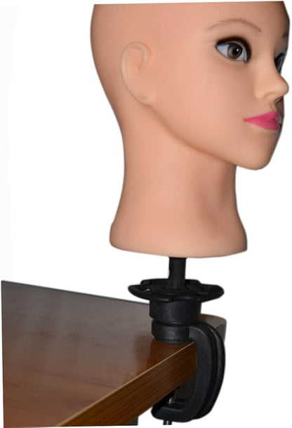 Wig Stand, Adjustable Wig Mannequin Head Stand, Plastic C Clamp Wig Head Stand Holder for Manikin Training Practice Head Wig Display