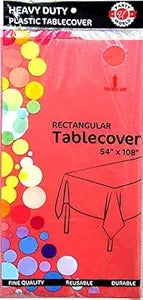 Heavy Duty Red Plastic Tablecover 54" X 108" Red 1 Pack