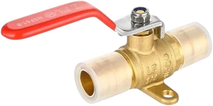 1/2"×1/2" Pex A Expansion Drop Ear Ball Valve Red Handle Brass No Lead