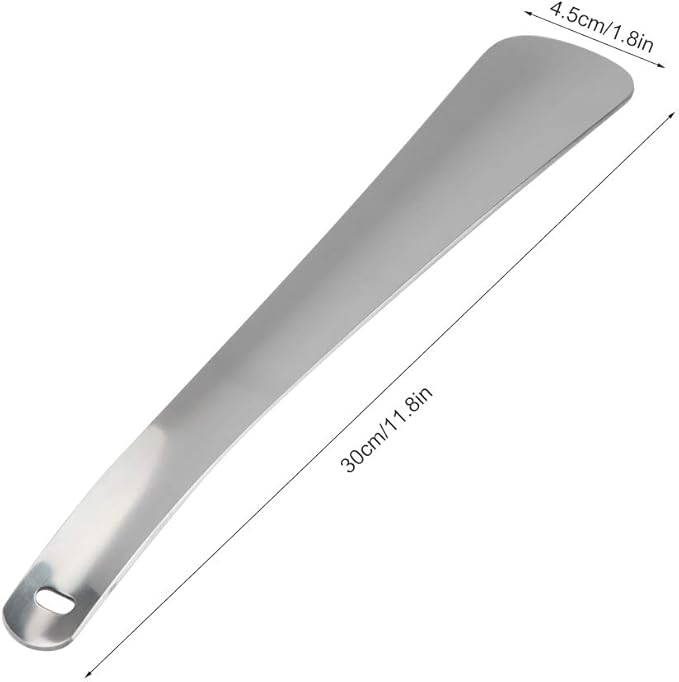 Metal Shoe Horn 11.8in, Stainless Steel Shoehorn Long Handle Shoe Horns Shoe Helper for Seniors Pregnant Woman Kids