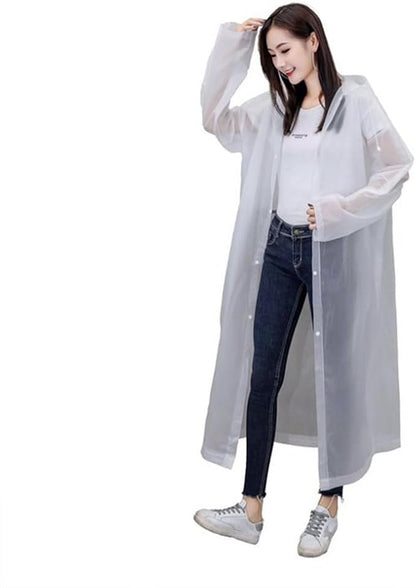 Adult Men's And Women's Raincoat, Reusable Hooded Raincoat Jacket For Camping And Hiking